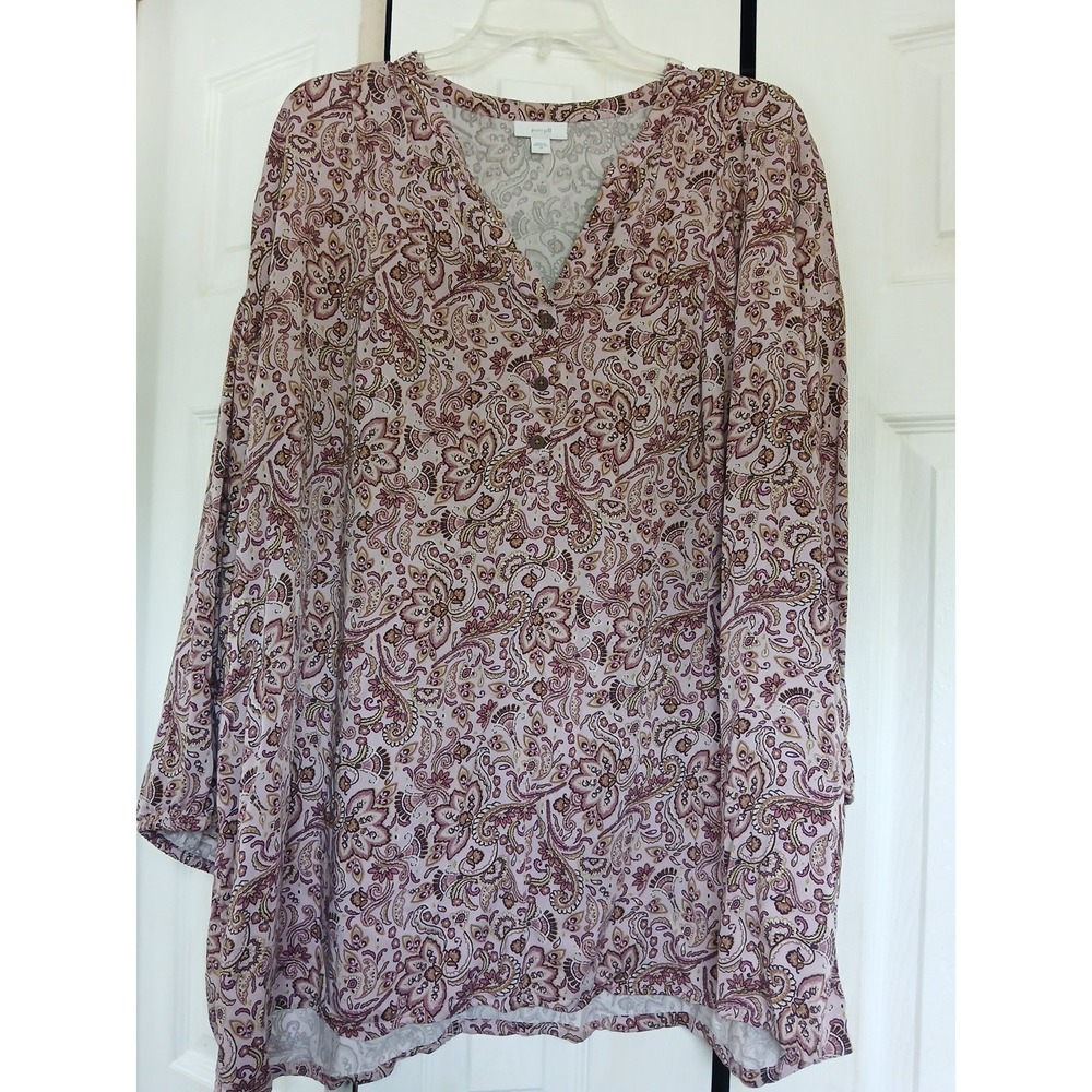 J. Jill Women's pure Jill Paisley Print Women's 3/4 sleeve flowy stretchy Top 2X